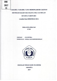Image of Variabel-variabel yang Memengaruhi Cakupan Imuisasi Dasar pada Balita Usia 12-23 Bulan di Papua Tahun 2013 (Analisis Data Riskesdas 2013)