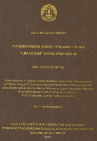 Pengembangan Model Penilaian Kinerja RSU Pemerintah. (Ringkasan Disertasi)