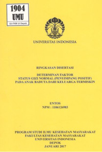 Image of Determinan Faktor Status Gizi Normal (Penyimpang Positif) pada Anak Baduta dari Keluarga Termiskin