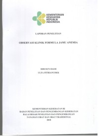 Image of Laporan Penelitian Observasi Klinik Formula Jamu Anemia
