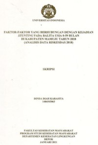 Faktor-faktor yang Berhubungan dengan Kejadian Stunting pada Balita Usia 0-59 Bulan di Kabupaten Mamuju Tahun 2018 (Analisis Data Riskesdas 2018)