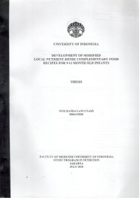 Image of Development of Modified Local Nutrient-dense Complementary Food Recipes for 9-11 Month Old Infats