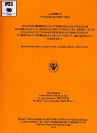 analisis hubungan ketersediaan program kesehatan lingkungan puskesmas dan kesesuaian penanggung jawab kesehatan lingkungan puskesmas terhadap capaian MGGs air minum di Indonesia (analisis lanjut Riskesdas 2011)