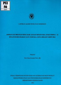 Image of Asupan zat besi dan seng dari ASI dan MPASI pada anak umur 6-12 bulan di kelurahan Jati Cempaka, Bekasi (risbinkes)