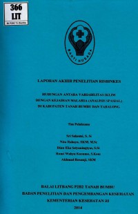 Hubungan antara variabilitas iklim dengan kejadian malaria (analisis spasial) di kabupaten Tanah Bumbu dan Tabalong (risbinkes)
