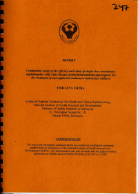 Image of Comparative study of the efficasy and safety of single dose artemisininaphtoquine with 3-day dosage of dihydroartemisinin-piperaquine for the treatment of uncomplicated malaria in Indonesian children