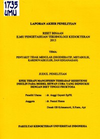 Efek Terapi Mangiferin terhadap Resistensi Insulin pada Model Hewan Coba yang Diinduksi dengan Diet Tinggi Fruktosa