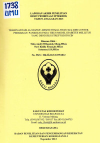 Image of Transplantasi Allogenic Mesenchymal Cell (MSC) untuk Perbaikan Pamkreas pada Tikus Model diabetes Mellitus yang Diinduksi Streptozotocin